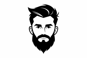 hipster man head line art silhouette vector illustration