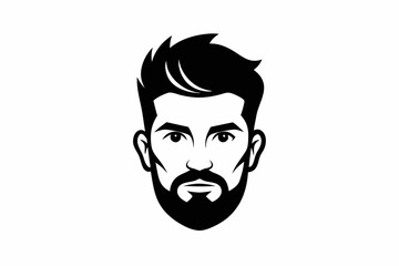 hipster man head line art silhouette vector illustration