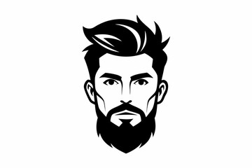 hipster man head line art silhouette vector illustration