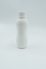 plain white plastic bottle with screw cap, ideal for beverages or liquids