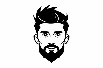 hipster man head line art silhouette vector illustration