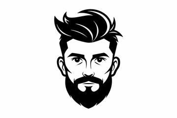 hipster man head line art silhouette vector illustration