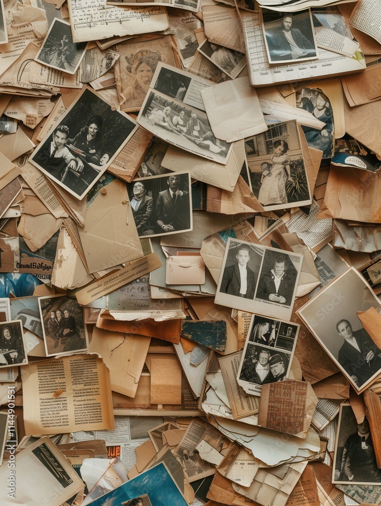 Aufkleber vintage photo collage with copy space for mock up and creative projects in a rustic setting. generat