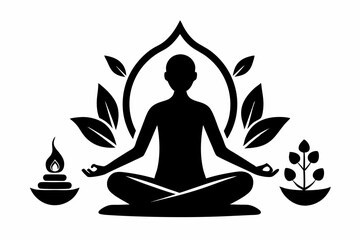 meditation practices line art silhouette vector illustration