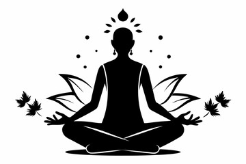 meditation practices line art silhouette vector illustration