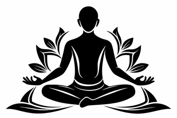meditation practices line art silhouette vector illustration