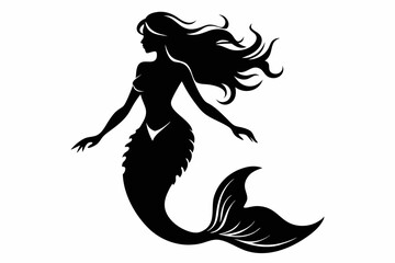 mermaid line art silhouette vector illustration