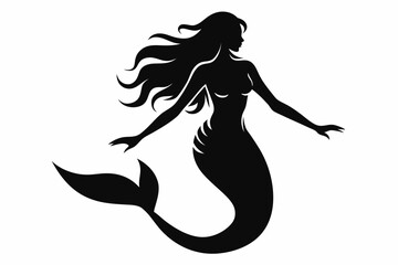 mermaid line art silhouette vector illustration