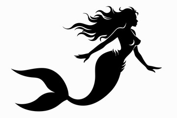mermaid line art silhouette vector illustration