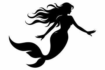 mermaid line art silhouette vector illustration