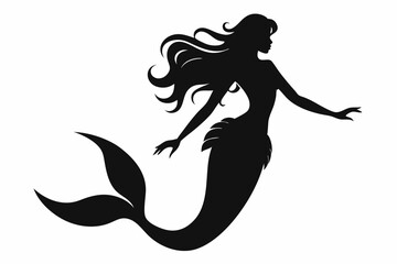 mermaid line art silhouette vector illustration