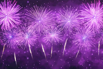 Fototapeta premium Vibrant purple fireworks display lighting up the night sky