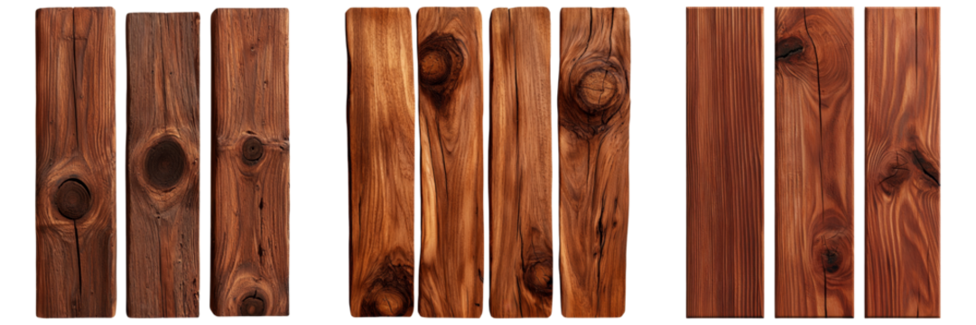 Rosewood wooden planks concept. Rustic rosewood planks with natural knots, showcasing unique textures and colors. Perfect for woodworking projects