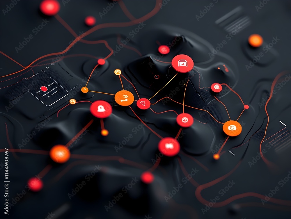 Poster dynamic data visualization of social engagement patterns within a complex network system featuring a