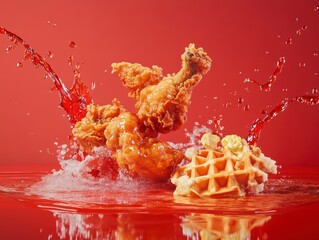 Delicious Fried Chicken and Waffle Combo - A Perfect Southern Treat