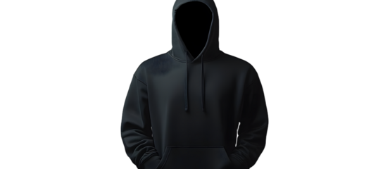 Blank invisible mannequin with black hoodie template for design mockups