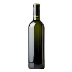 Isolated Image Of A Blank Wine Bottle: Green Glass Standing Upright On A White Background