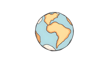 Hand drawn cartoon earth illustration, minimalism, with white tones
