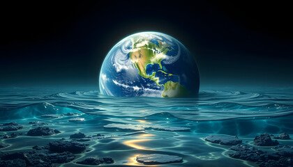 Obraz premium Ecological catastrophe of the Earth - shallowing of the oceans a, studio lighting, with white tones