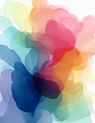 Gradient watercolor shapes layered to create soft and modern abstract art with empty copy space