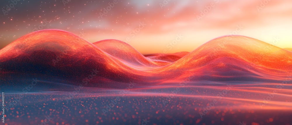 Poster captivating animation depicting the absorption and emission of a wave packet at specific frequencies