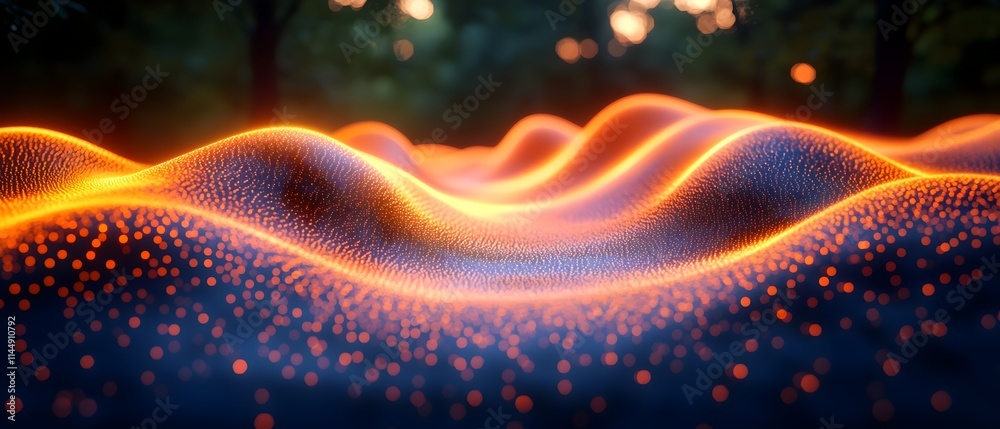 Poster mesmerizing animation showcasing the absorption and emission of a wave packet at certain frequencies