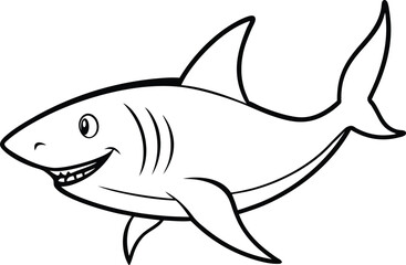 Vector Illustration of Shark Design Perfect for Coloring