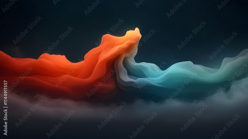 Poster captivating animation of a vibrant undulating wave packet propagating through a serene ethereal void