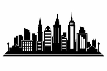Fototapeta premium city skyline line art silhouette vector illustration