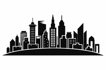 city skyline line art silhouette vector illustration