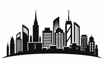 Fototapeta premium city skyline line art silhouette vector illustration