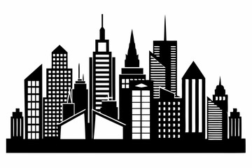 city skyline line art silhouette vector illustration