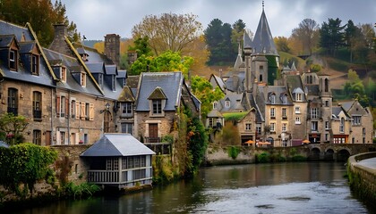 Obraz premium View of the old town of Dinan, Brittany, France.