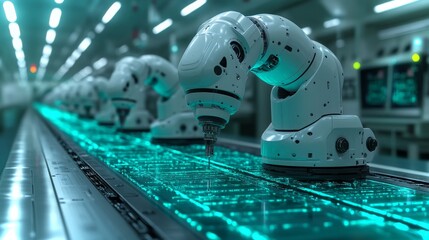 AI technology guiding surgical robots in an advanced operating room setup