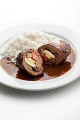Rinderroulade, Silesian roulade, spanish bird with rice