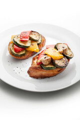 toasted breads with grilled vegetables