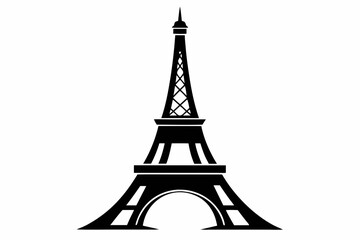 Obraz premium Eiffel tower line art silhouette vector illustration