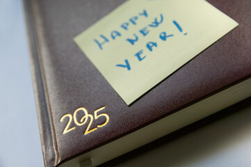 2025 brown diary congratulating a New Year congratulating a New Year