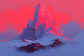 Crimson Mountain Peak at Dusk