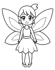 Simple Fairy Coloring Page for Kids and Fantasy Fans