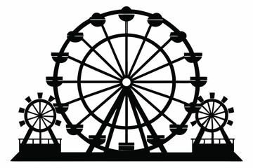 Ferris wheel line art silhouette vector illustration