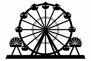 Ferris wheel line art silhouette vector illustration