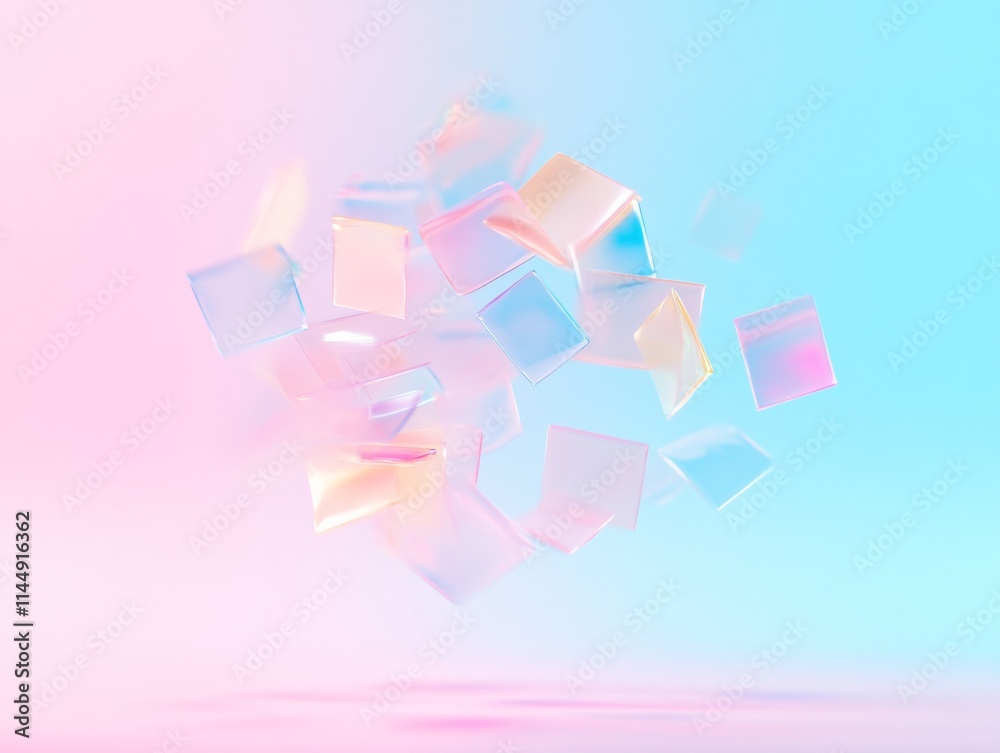 Aufkleber Surreal Pastel Geometry with Floating Abstract Shapes and Soft Glow