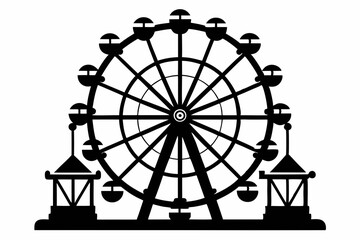 Ferris wheel line art silhouette vector illustration