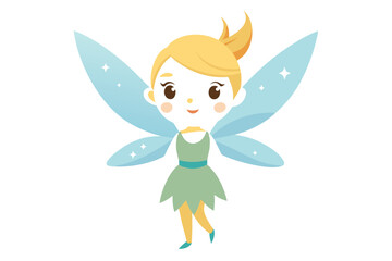 Vector Clip Art of a Cartoon Fairy, Painted in Watercolor, Isolated on White Background, Perfect for Fairy Animation, Fantasy Designs, and Digital Art Projects,
