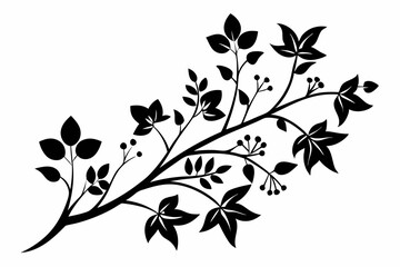 floral branch line art silhouette vector illustration
