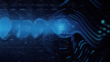 Fototapeta premium Abstract dark blue pixel tech background