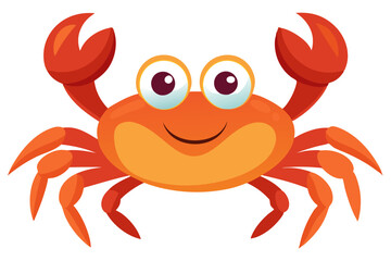 Vector Illustration of a Cartoon Crab in Watercolor Style, Painted on White Background, Ideal for Graphic Designs, Prints, and Creative Projects,