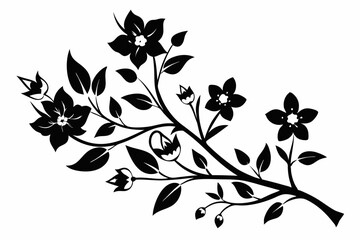 floral branch line art silhouette vector illustration
