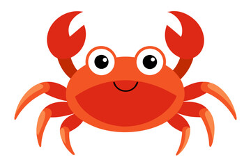Vector Illustration of a Cartoon Crab in Watercolor Style, Painted on White Background, Ideal for Graphic Designs, Prints, and Creative Projects,